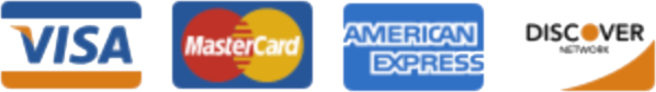 We accept Visa, Mastercard, American Express and Discover